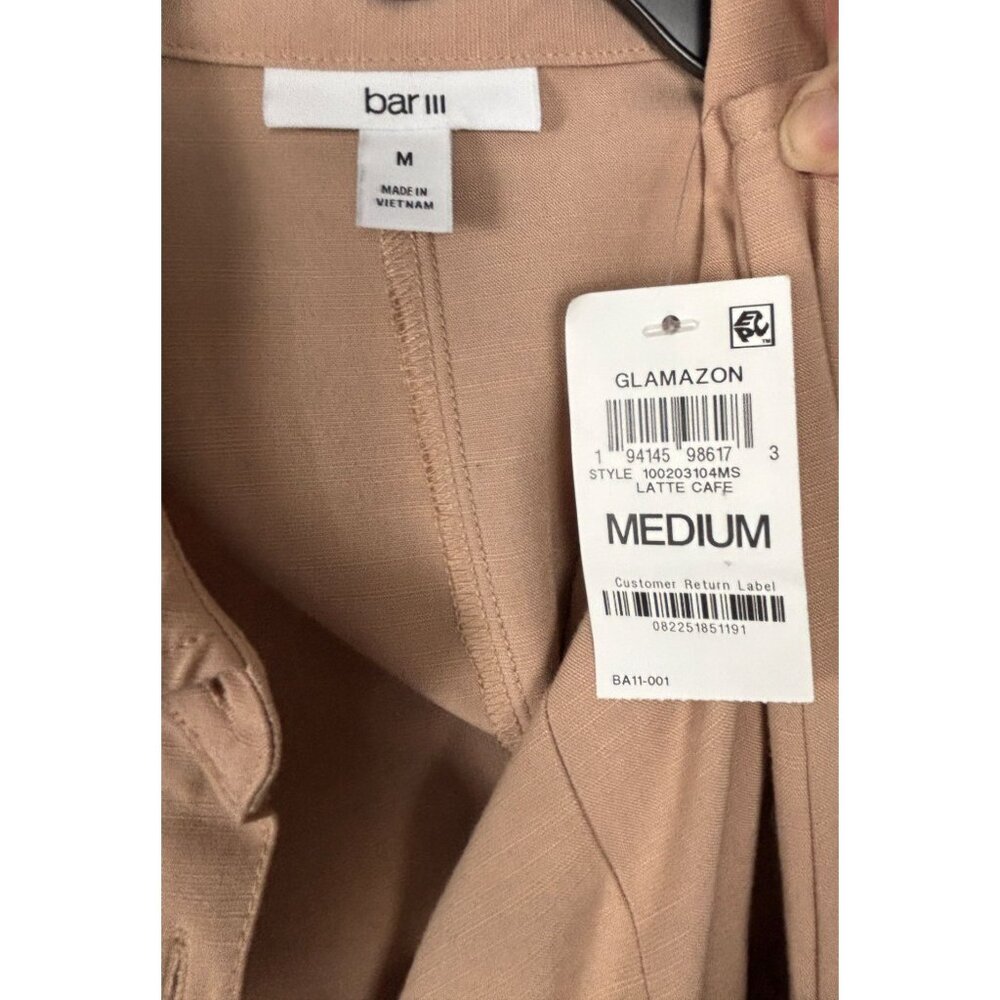 Bar III Women's Latte Café Sleeveless Button-Front Jumpsuit Size Medium NWD - Picture 6 of 8